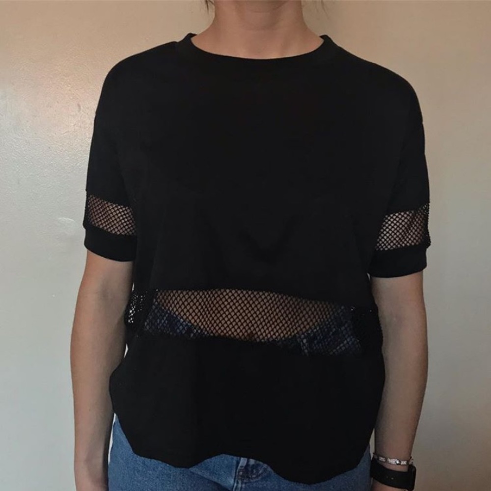 Brandy Melville Black Mesh Top